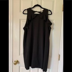 Black LBD with ruffle detail